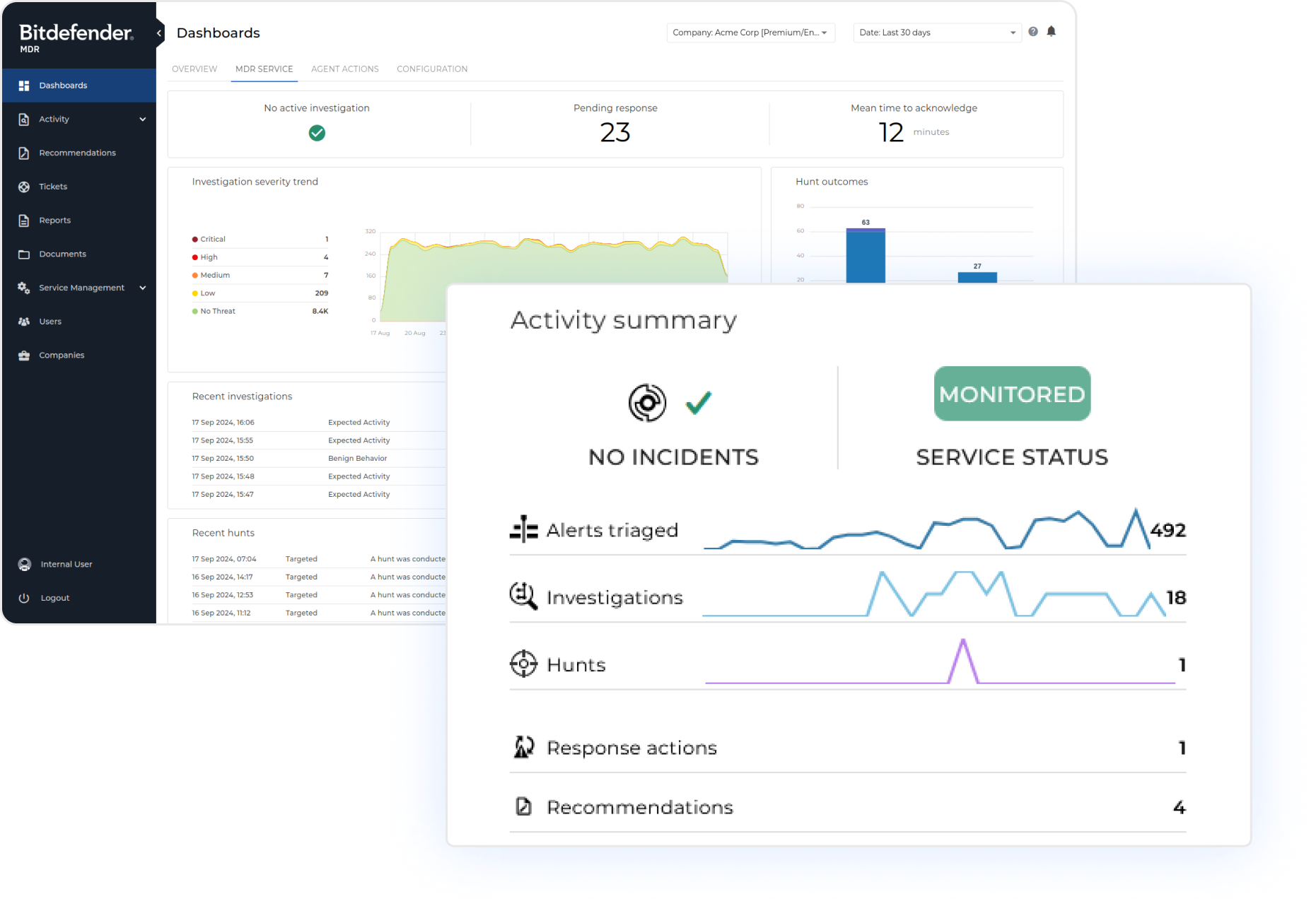 Bitdefender MDR for MSP platform image