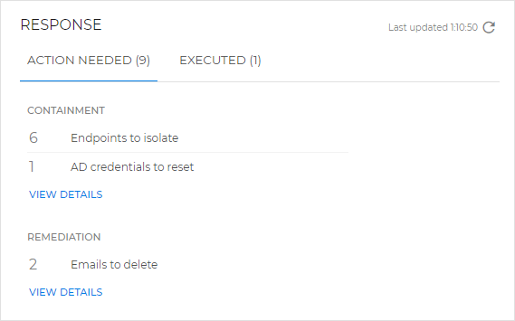 XDR incident overview - Response