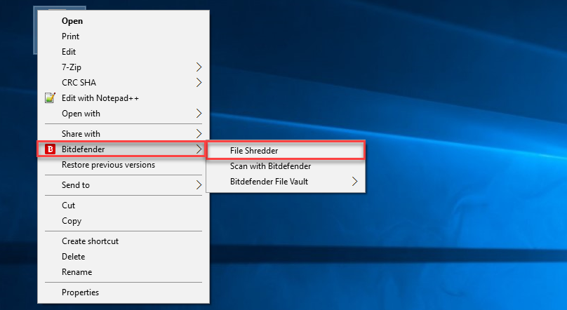 bitdefender file shredder unable to delete file