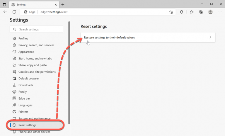 How To Reset To Default Settings Of The Microsoft Edge 9114