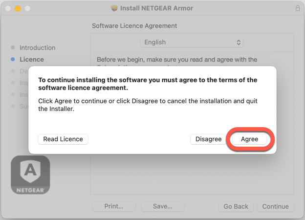 Install NETGEAR Armor on macOS - EULA