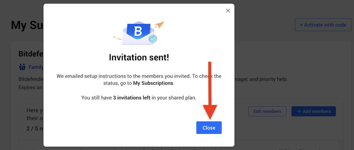 Invitation sent