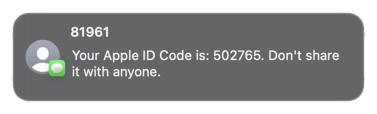 Your Apple ID Code is: