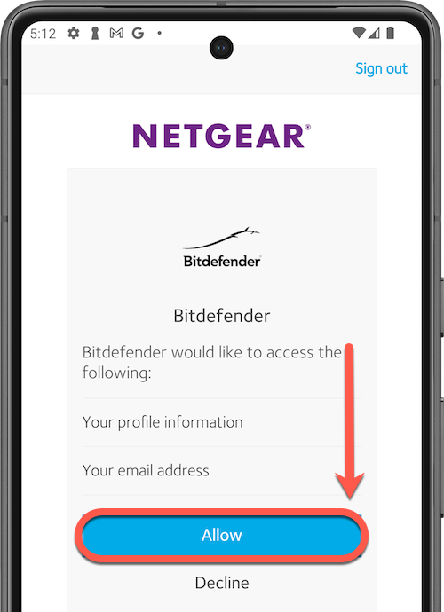 Allow NETGEAR VPN for Android