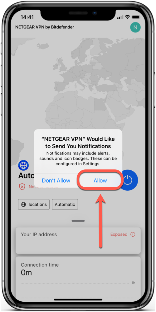 Install NETGEAR VPN iOS - Allow notifications