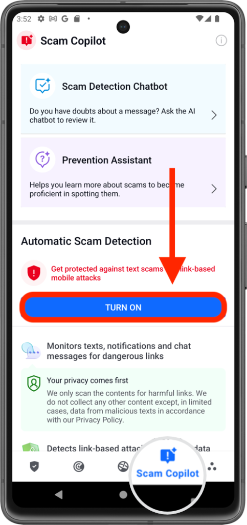 Automatic Scam Detection - Turn on