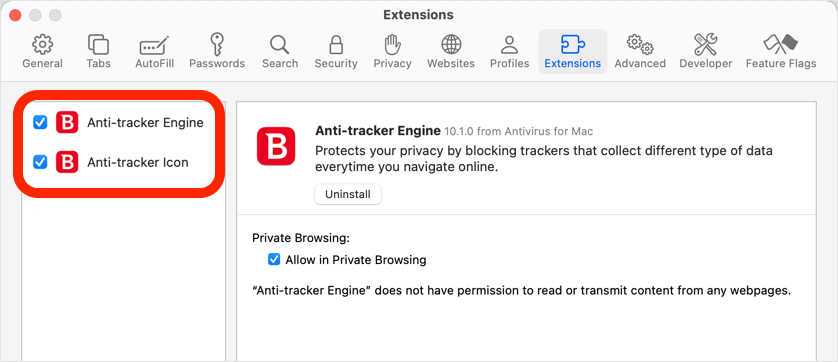 Anti-tracker Engine, Anti-tracker Icon