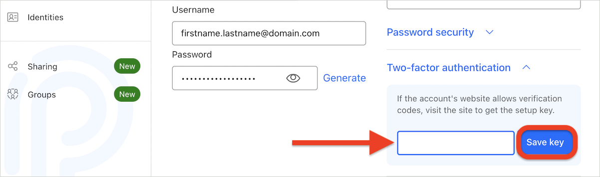 SecurePass 2FA Save key