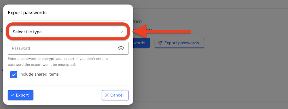 How to export from SecurePass