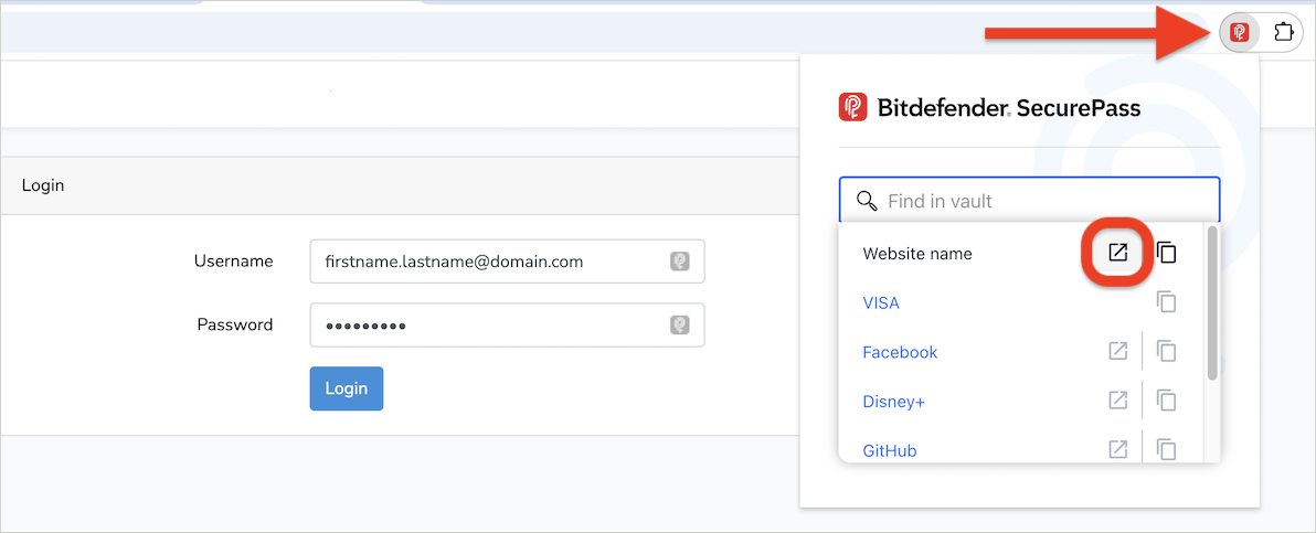 Bitdefender SecurePass autofill from the browser extension