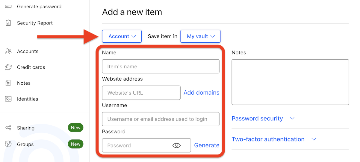 How to manually save passwords in SecurePass