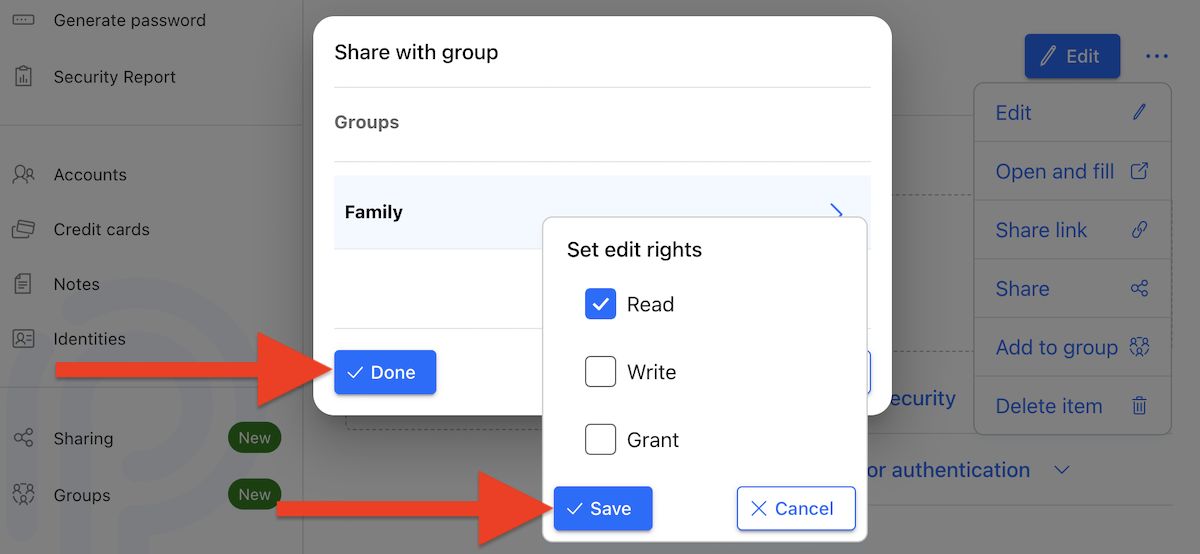 How to share passwords with groups