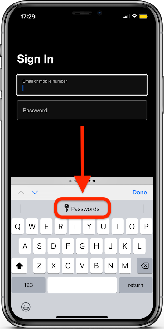 Autofil passwords on iOS