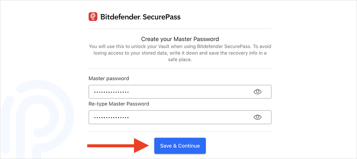 Set a new SecurePass master password