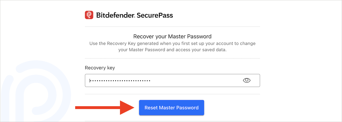 Reset SecurePass master password