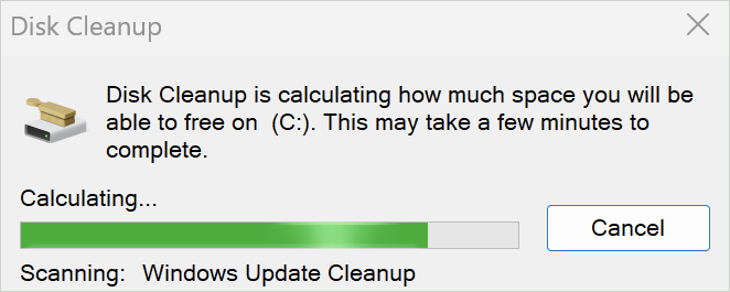 Disk Cleanup is calcu;a