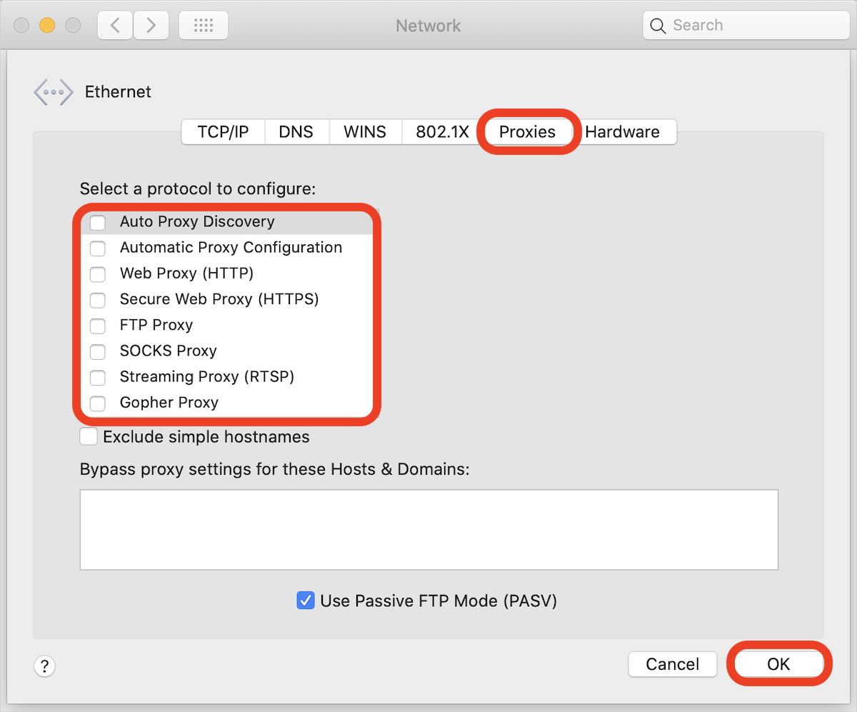 How to turn off Proxy settings on macOS